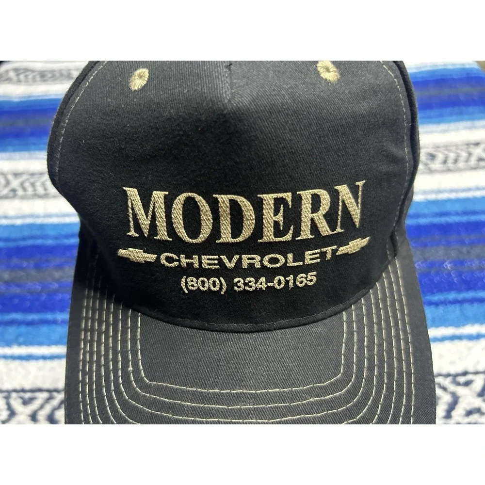 Vintage Chevrolet Hat Black Strapback Dealer Cars Cobras Cap Performance Vehicle